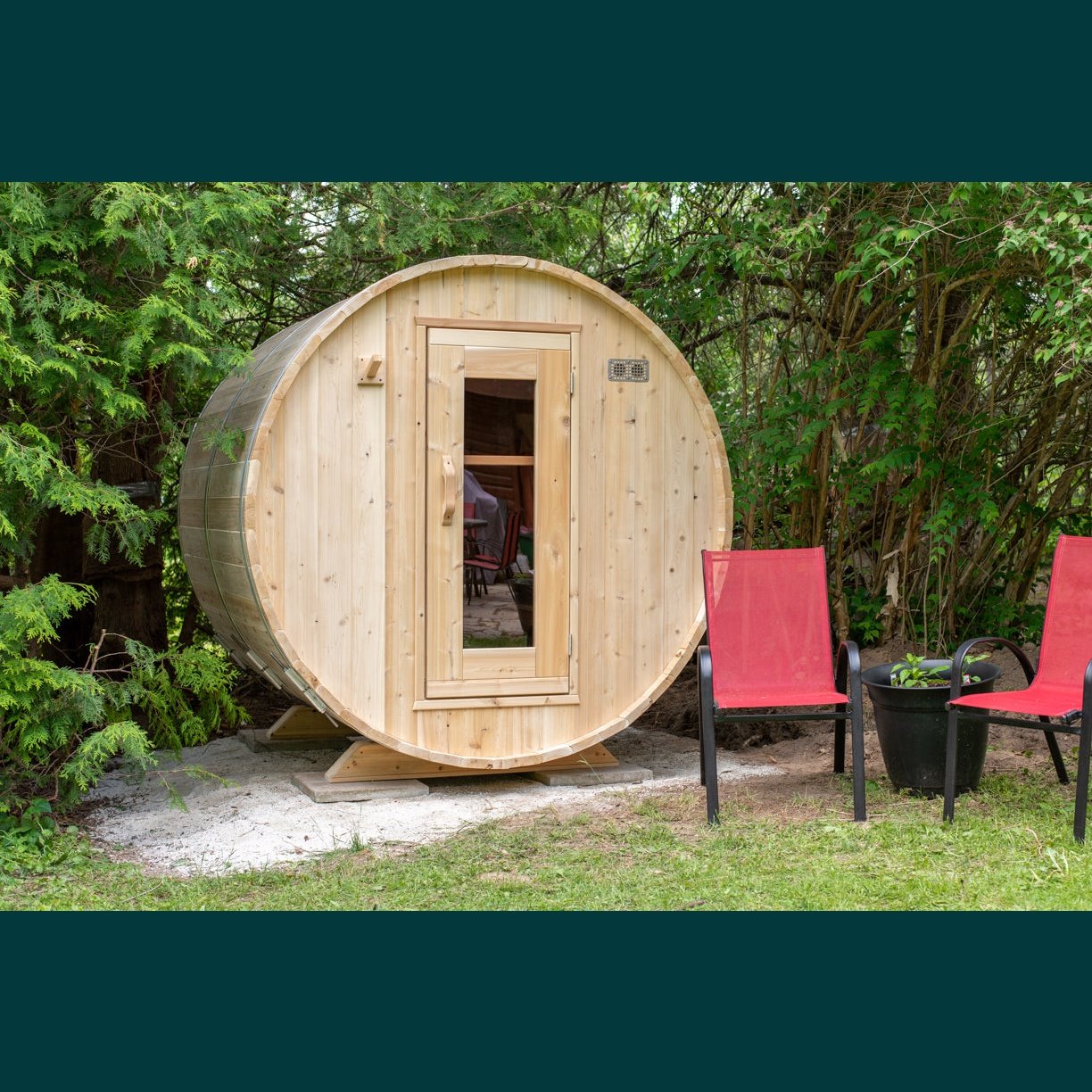 Karhu - Wood Burning Sauna Heater 9053-624 with Leisurecraft - Harmony Barrel Sauna CTC22W BUNDLE