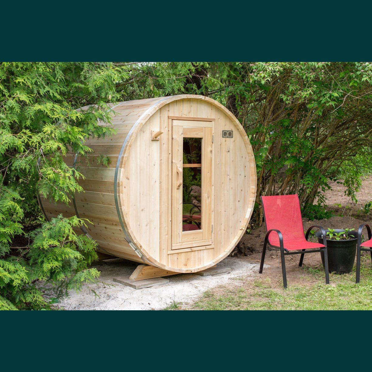 Karhu - Wood Burning Sauna Heater 9053-624 with Leisurecraft - Harmony Barrel Sauna CTC22W BUNDLE