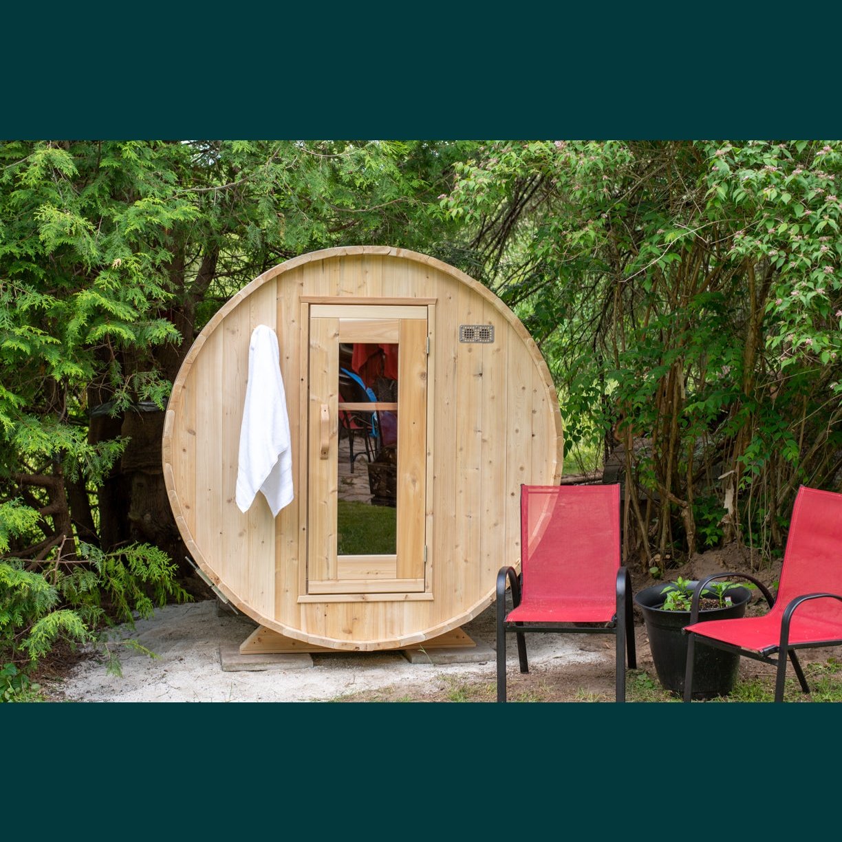 Karhu - Wood Burning Sauna Heater 9053-624 with Leisurecraft - Harmony Barrel Sauna CTC22W BUNDLE