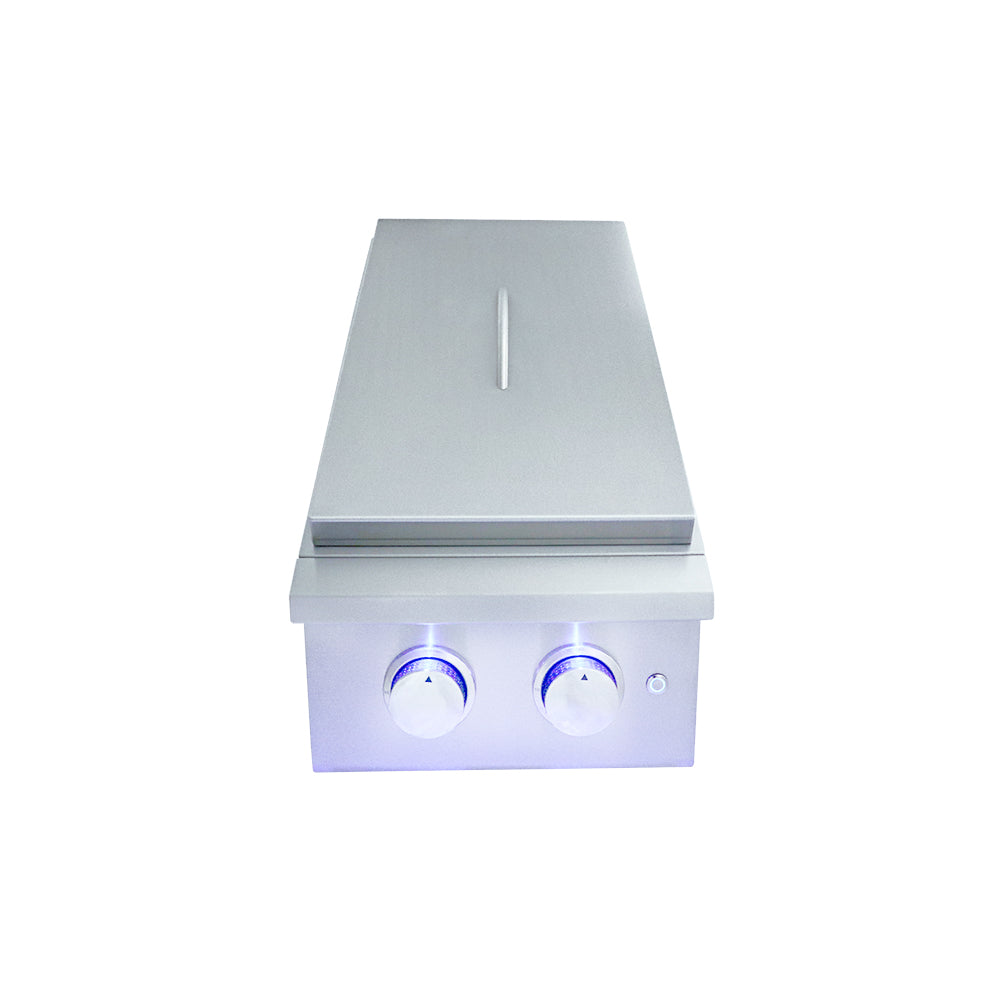 Renaissance Cooking Systems - Premier Double Side Burner W/ Blue LEDs - RJCSSBL/RJCSSBL LP