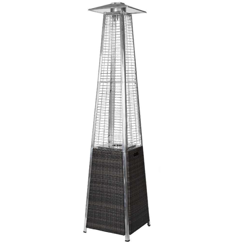 RADtec - 89" Tower Flame Propane Patio Heater - Black & Grey Wicker (41,000 BTU) - TF-WBG