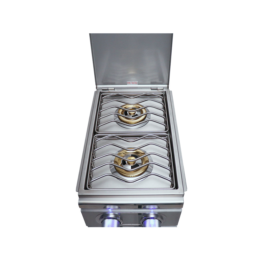 Renaissance Cooking Systems - Cutlass Pro Double Side Burner W/ Blue LEDs - RDB1EL/RDB1EL LP