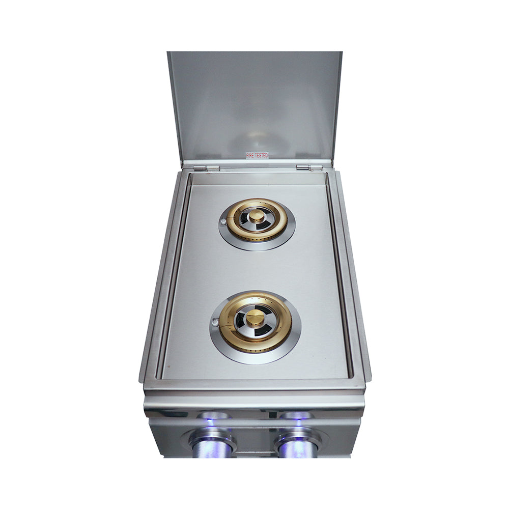 Renaissance Cooking Systems - Cutlass Pro Double Side Burner W/ Blue LEDs - RDB1EL/RDB1EL LP