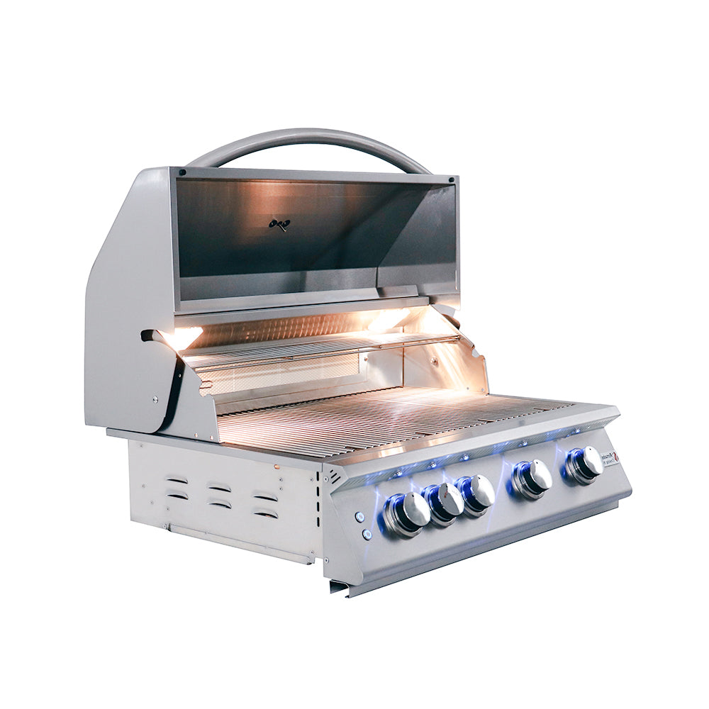 Renaissance Cooking Systems - 32" Premier Grill W/ Rear Burner & Blue LEDs - RJC32AL/RJC32AL LP