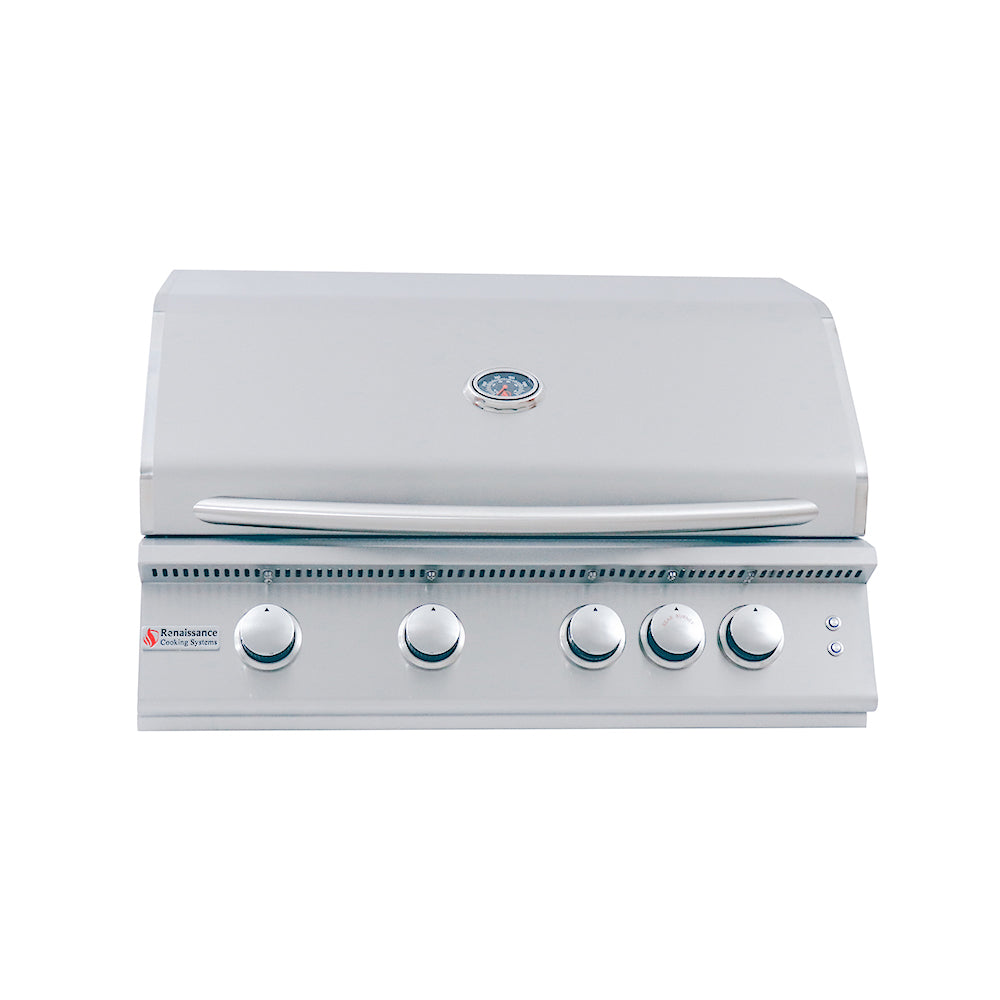 Renaissance Cooking Systems - 32" Premier Grill W/ Rear Burner & Blue LEDs - RJC32AL/RJC32AL LP