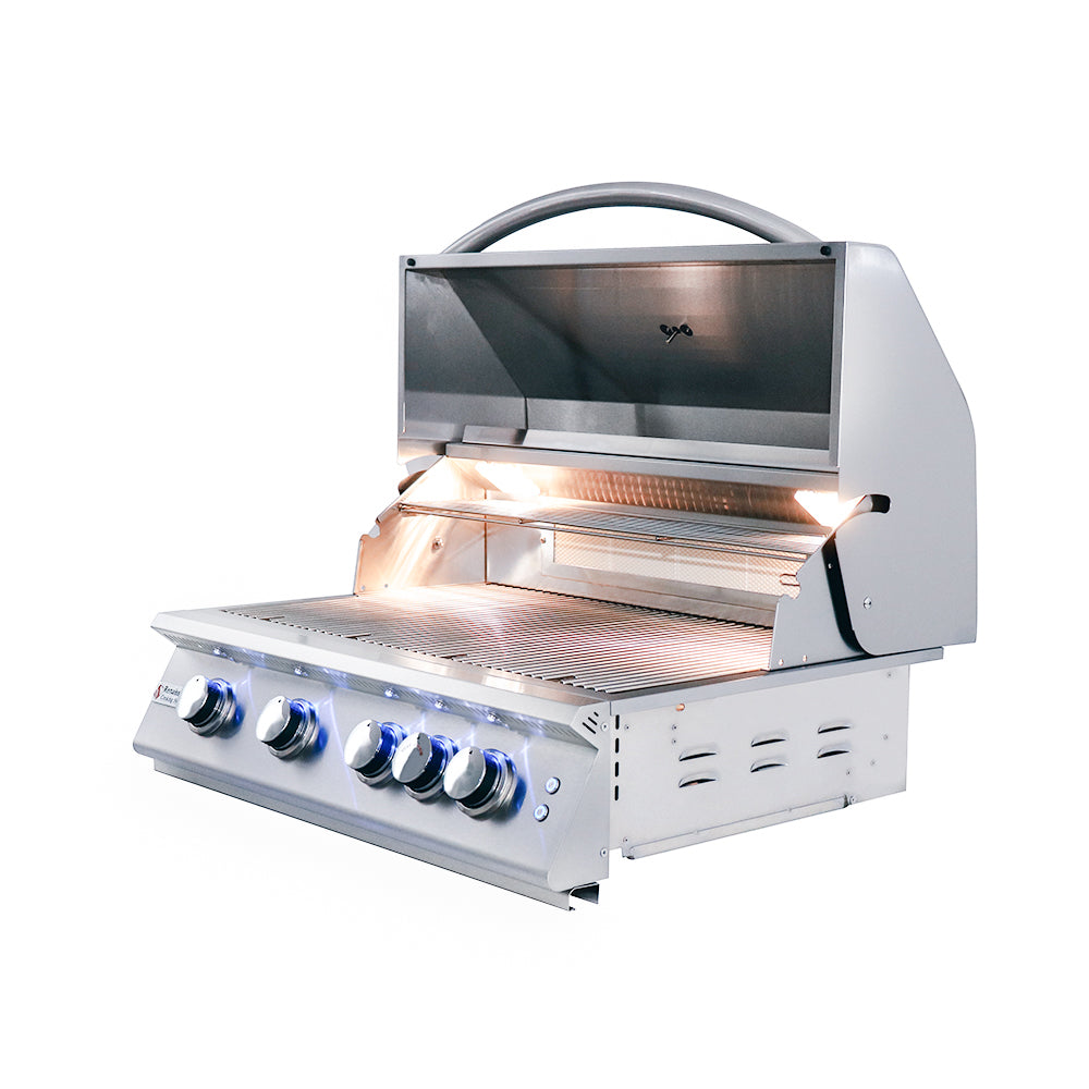 Renaissance Cooking Systems - 32" Premier Grill W/ Rear Burner & Blue LEDs - RJC32AL/RJC32AL LP