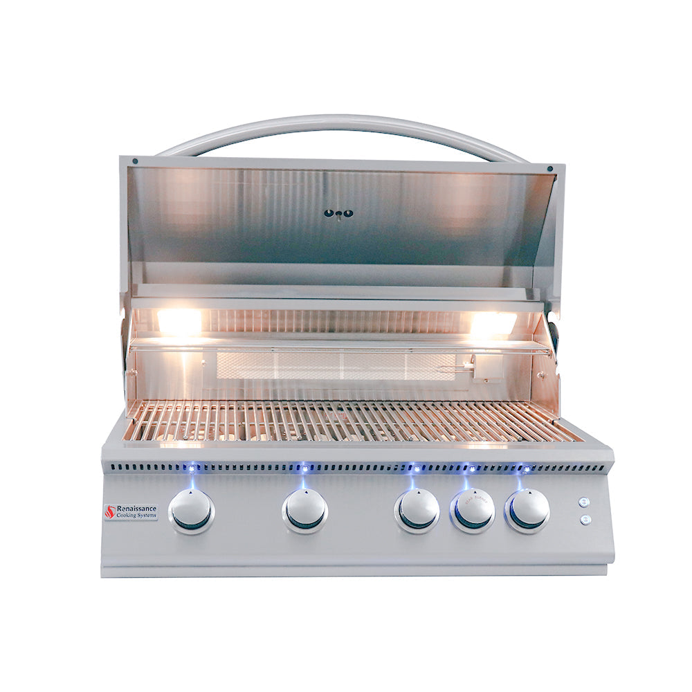 Renaissance Cooking Systems - 32" Premier Grill W/ Rear Burner & Blue LEDs - RJC32AL/RJC32AL LP