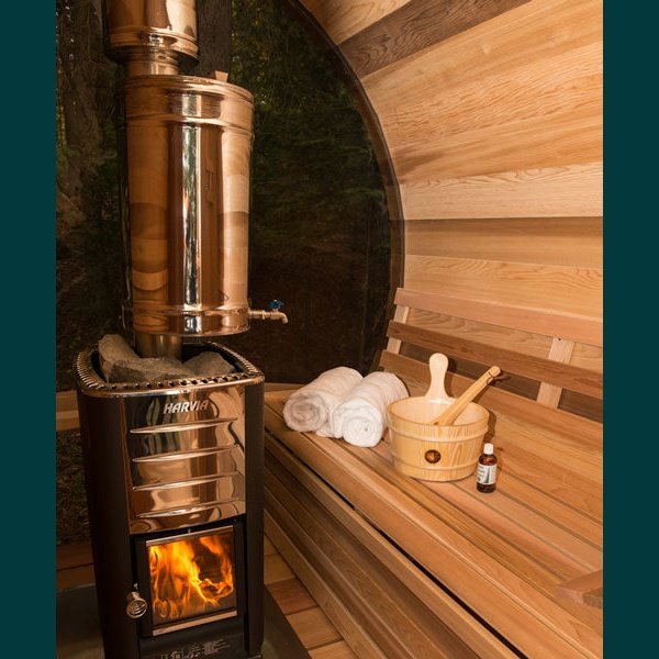 Karhu - Wood Burning Sauna Heater 9053-624 with Leisurecraft - Harmony Barrel Sauna CTC22W BUNDLE